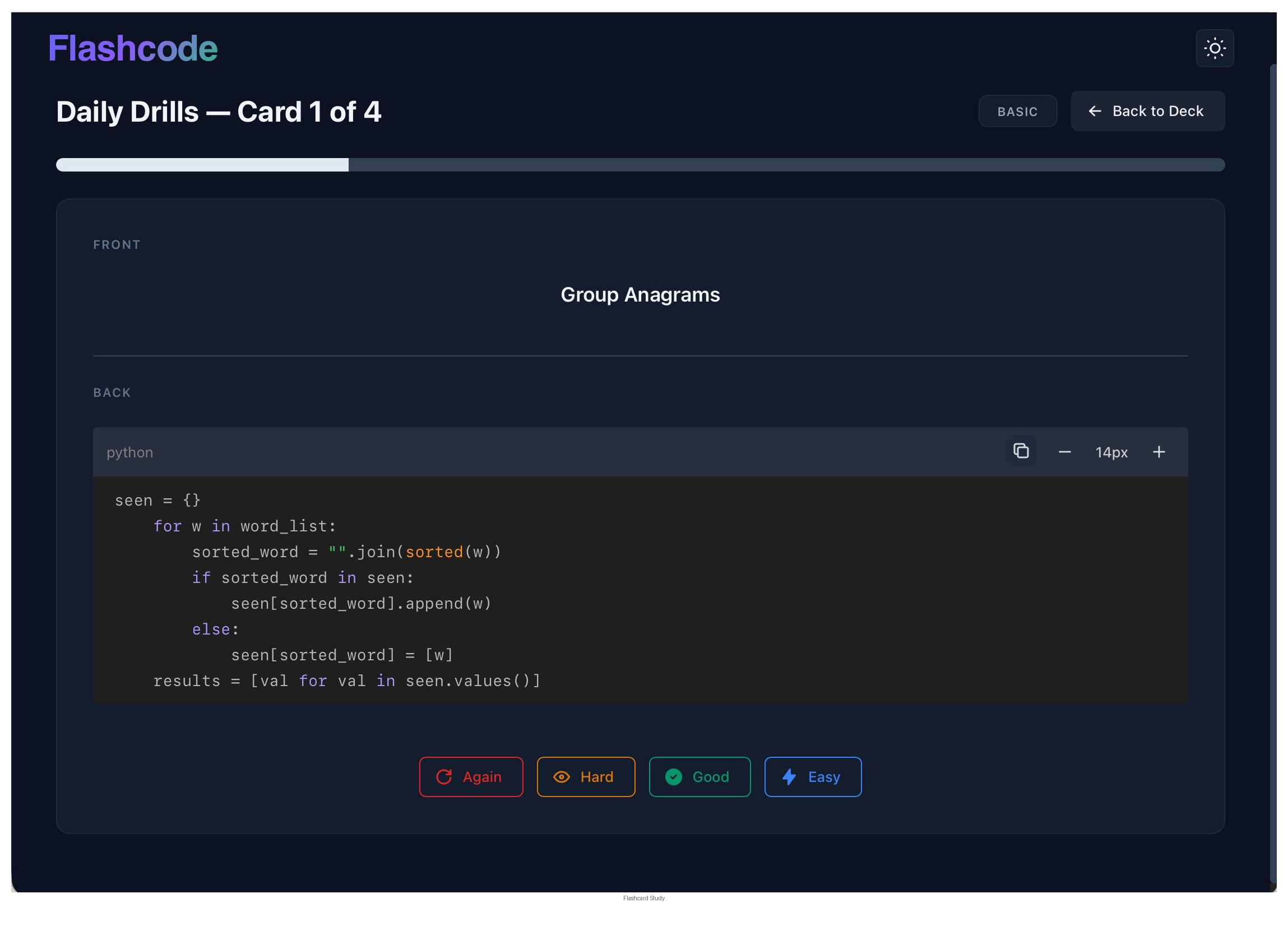 Flashcode — Anki, but built for people who write code — screenshot 3